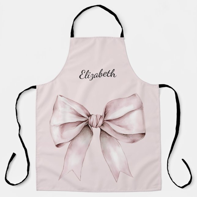 Tablier Elégant arc rose Coquette esthétique Nom (Recto)