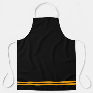 Tablier Élégant Black Twin Golden Yellow Racing Stripes