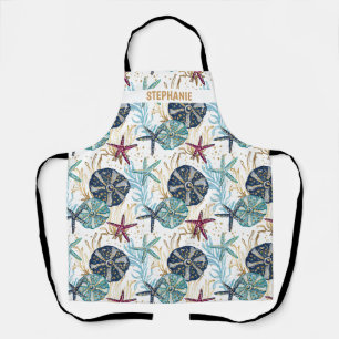 Tablier Elégant bleu et or Océan Motif trésors