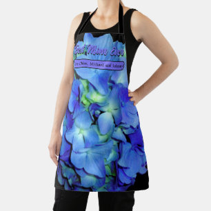 Tablier Elégant bleu floral bleu rose hydrangée bleue