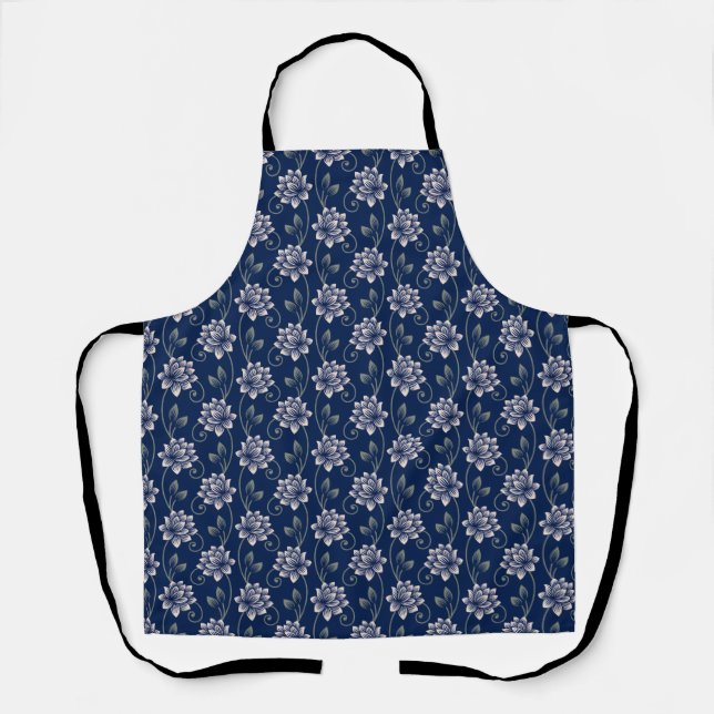 Tablier Elegant Blue Floral (Recto)