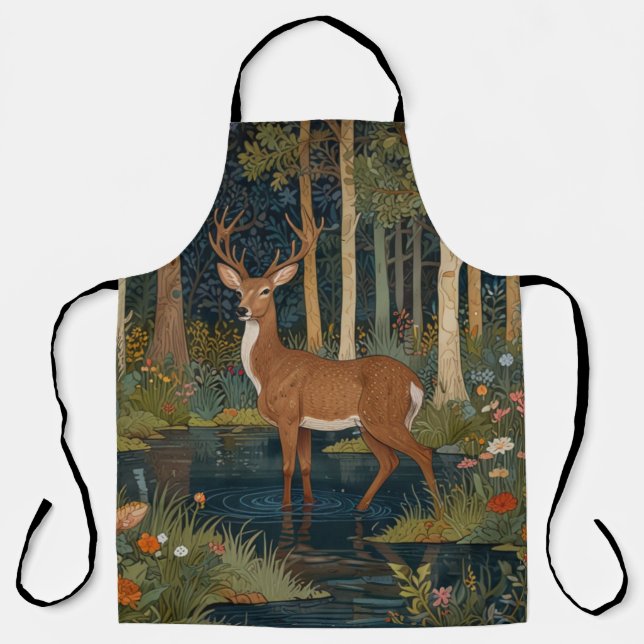 Tablier Elégant boho chevreuil rustique (Recto)
