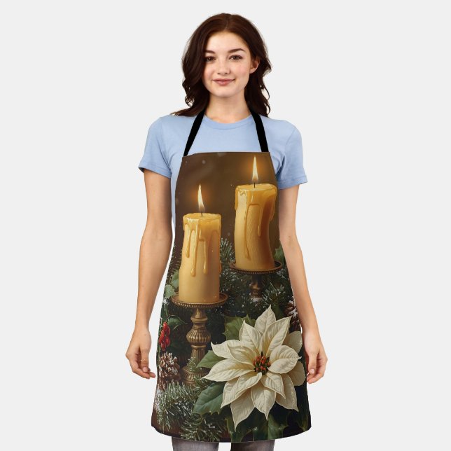Tablier Elegant candle Christmas holly pine warm festive  (Porté)