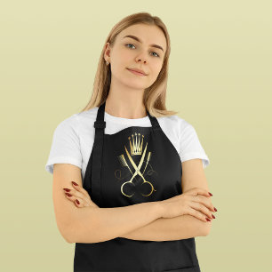 Tablier Elégant ciseau noir & or Coiffeur styliste Salon
