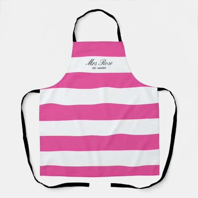 Tablier Élégant classique rose rayure premier anniversaire (Recto)