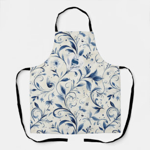 Tablier Élégant Feuilles Blue Paisley - Arrière - plan bla