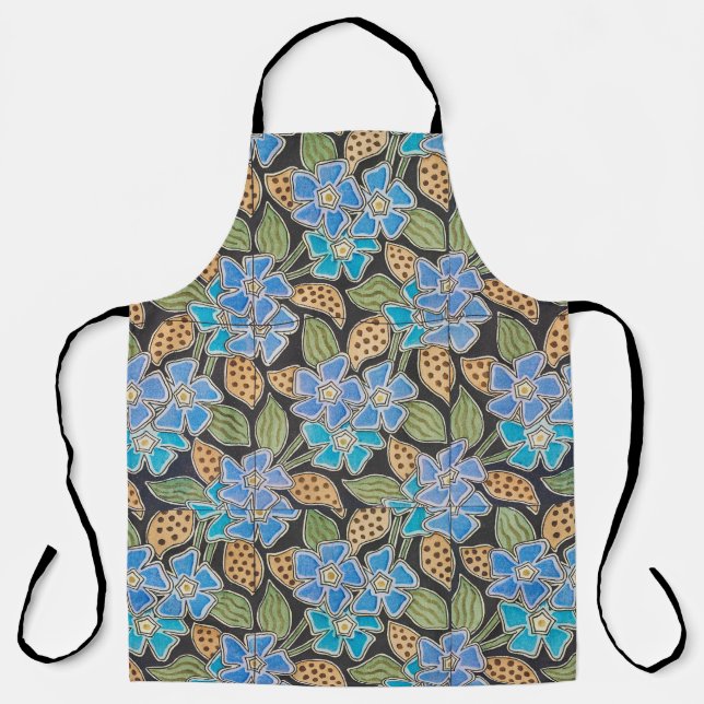 Tablier Élégant Fleur Bleu Périwinkle Floral Classic (Recto)