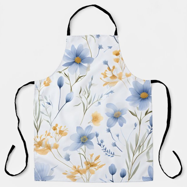 Tablier Elégant Fleur sauvage aquarelle (Recto)