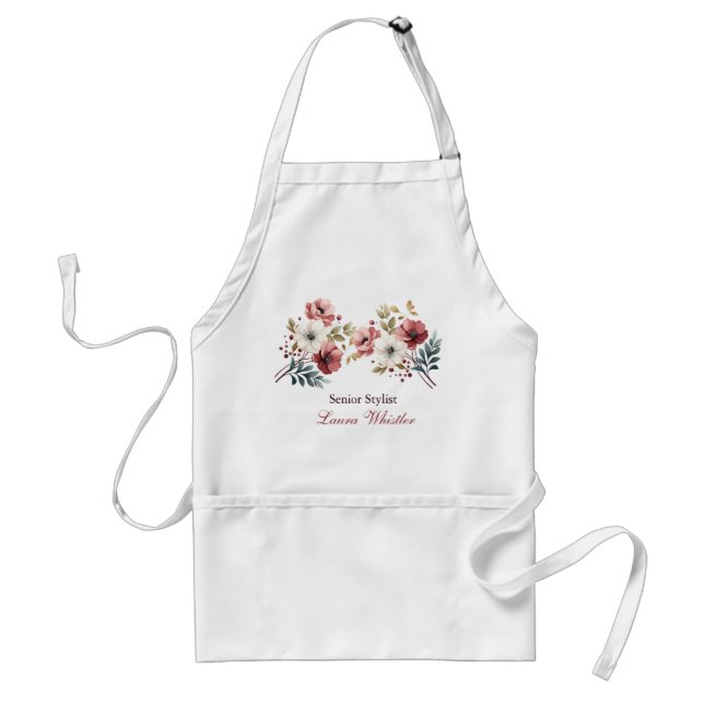 Tablier Élégant floral Nom personnalisé Apron (Devant)