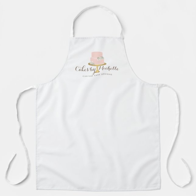 Tablier Elégant gâteau rose aux fleurs (Recto)