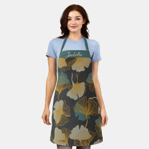 Tablier Elégant Ginkgo Feuille Motif Automne Personnalisé