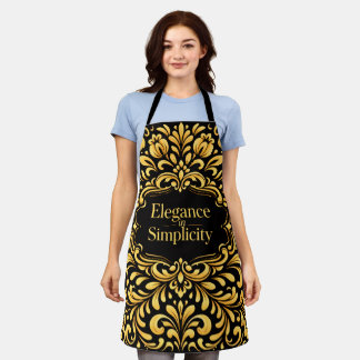 Tablier Elegant Gold Scandinavian Floral Pattern