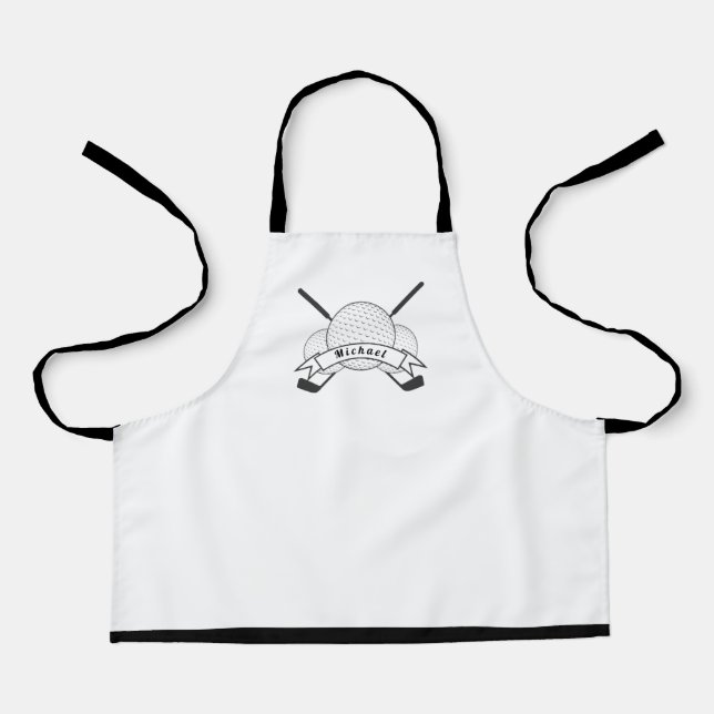 Tablier Elégant Golf Thème Design & Nom du joueur Golfer (Recto)