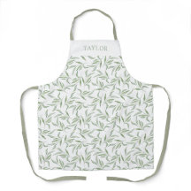Elegant Green Watercolor Leaves Botanical Pattern