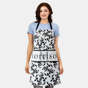 Tablier Elégant modèle noir & blanc français Damask