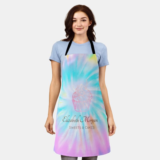 Tablier Elégant, moderne, Rose or Cupcake Tie Dye (Porté)