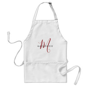 Tablier Élégant Monogramme blanc moderne