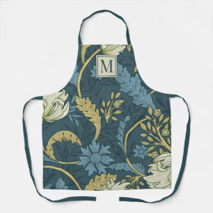 Tablier Élégant Monogramme Botanique Floral William Morris