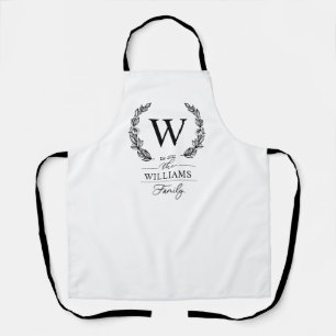 Tablier Élégant monogramme de la famille de couronnes fl