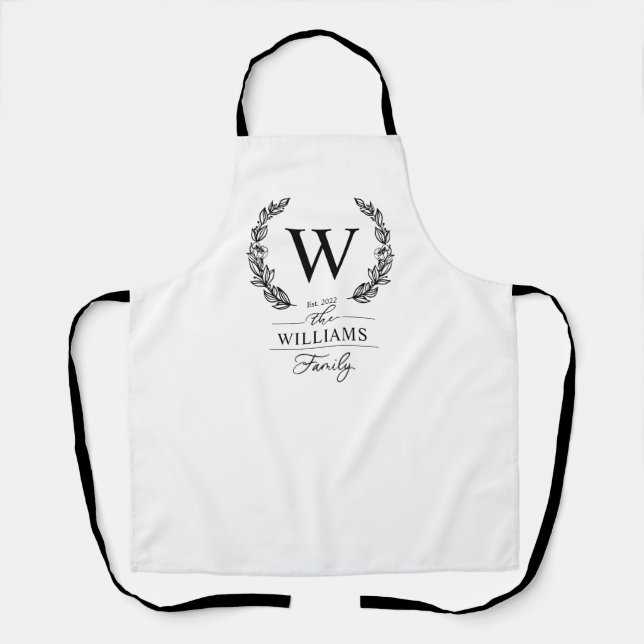 Tablier Élégant monogramme de la famille de couronnes flor (Recto)
