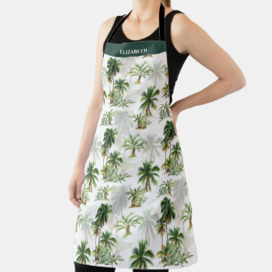 Tablier Élégant monogramme floral tropical