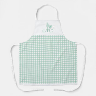 Tablier Élégant monogramme papillon En vichy chèques