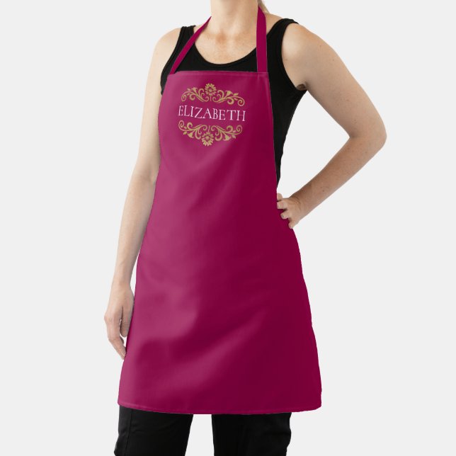 Tablier Élégant Monogramme rose Valentines Jour Apron (Insitu)