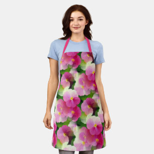 Tablier Élégant Motif à fleurs rose et blanc Impatiens