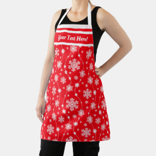 Tablier Élégant Motif blanc d'hiver rouge vif