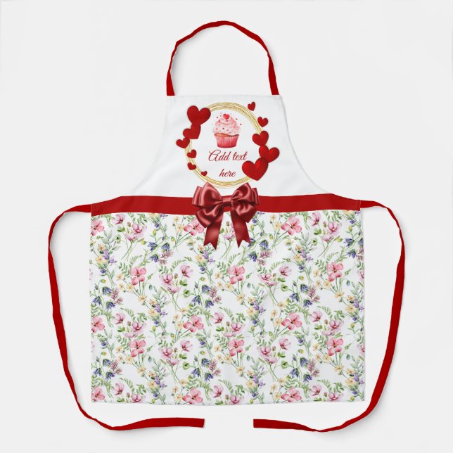 Tablier Élégant Motif d'aquarelle fleurie de printemps col (Recto)