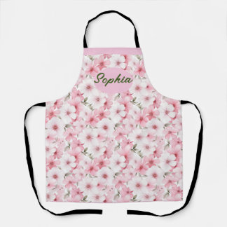 Tablier Elégant Motif Fleurs Roses - Parfait pour tout Occ