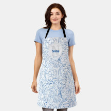 Élégant motif floral bleu Monogramme Nana
