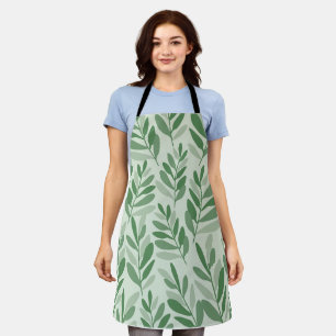Tablier Élégant motif naturel de sauge et de feuille d'oli