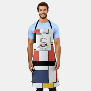 Tablier Élégant Neoplasticisme Style Monogramme. Lettre S