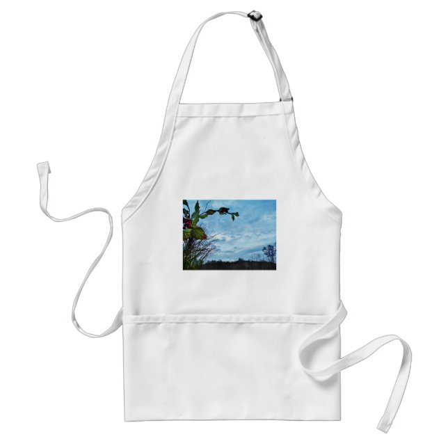 Tablier Élégant Noël Holly, ciel bleu (Devant)