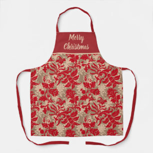 Tablier Élégant Noël personnalisé rouge floral