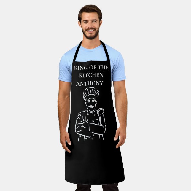 Tablier Elégant noir blanc moderne chef de cuisine papa (Porté)