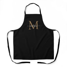 Élégant Noir Monogramme Or Girly Feminine Script