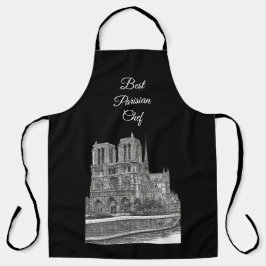 Tablier Elégant Noir Notre Dame Meilleur Chef Parisien