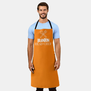Tablier élégant orange pour homme, nom de chef mod
