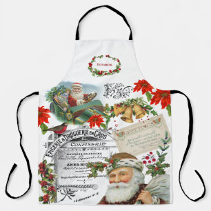 Tablier Élégant Père Noël Collage Vintage Noël