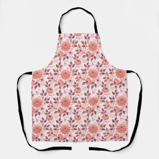 Tablier Elegant Pink Vintage Rose Flowers