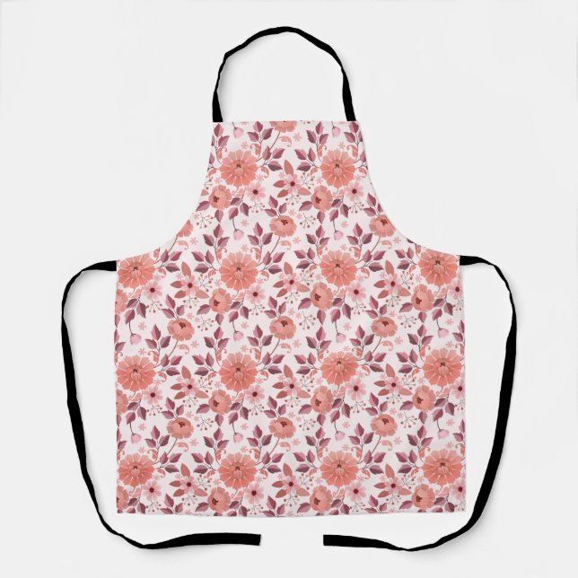 Tablier Elegant Pink Vintage Rose Flowers (Recto)