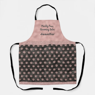 Tablier Élégant Rose Gold Empreintes de pattes Chien Groom