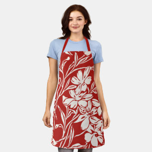 Tablier Élégant rouge Abstrait Floral Illustration Motif