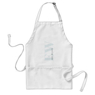 Tablier Élégant Simple Minimal Ciel Doux Blue Monogramme N