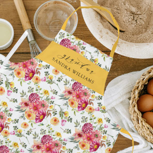 Tablier Élégant Tendance Floral Grâce Grand-mère Typograph
