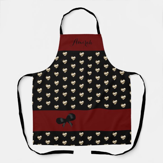 Tablier Élégant "Tout est sur les Coeurs d'Or" Apron (Recto)