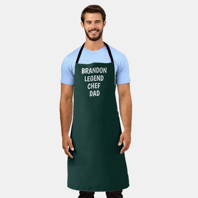 Tablier Elégant Vert foncé pour hommes Moderne Simple Papa (Porté)