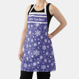 Tablier Élégant violet et Motif de flocon blanc d'hiver